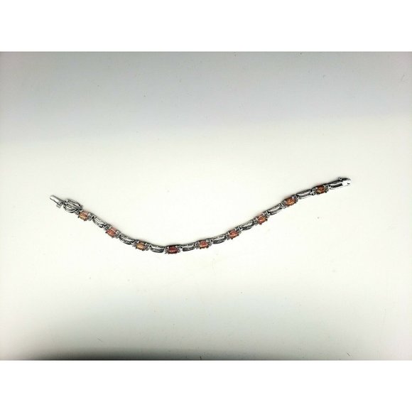 Sterling Silver Bracelet Pink Top Accents Tennis 7."  925 - Picture 5 of 8